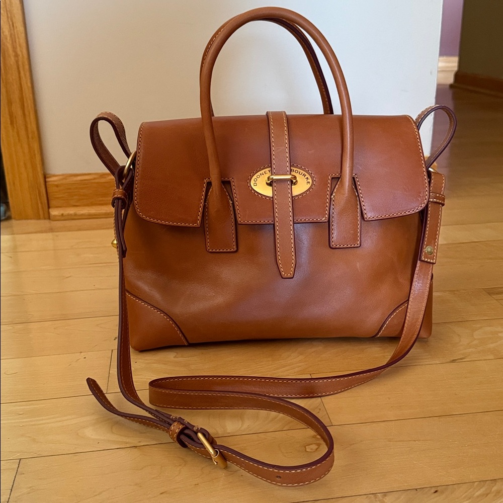 Dooney & Bourke Elisa Natural Leather Satchel Like New